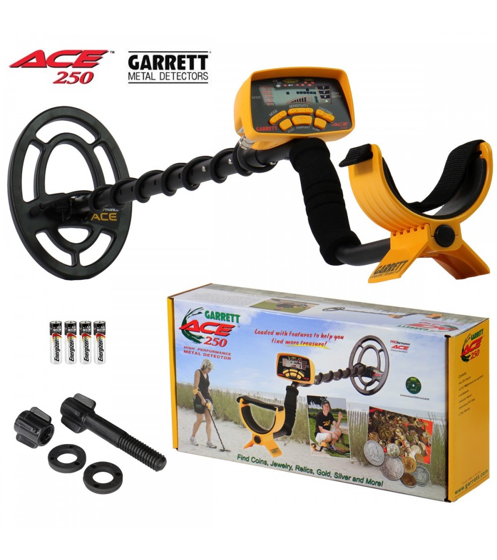 Le Garrett Ace 250 avec Pack Confort, dont une pelle Draper