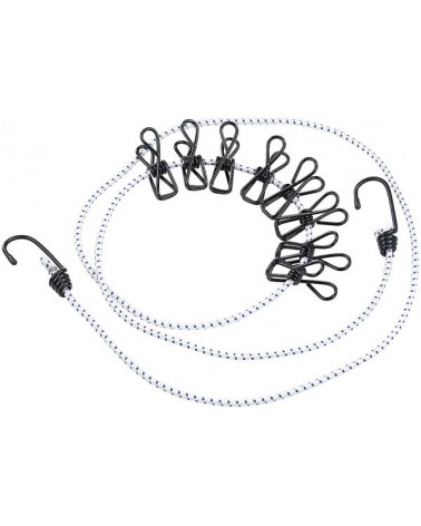 Stretch Cord Camping Clothline With 8 Weather Resistant Clips