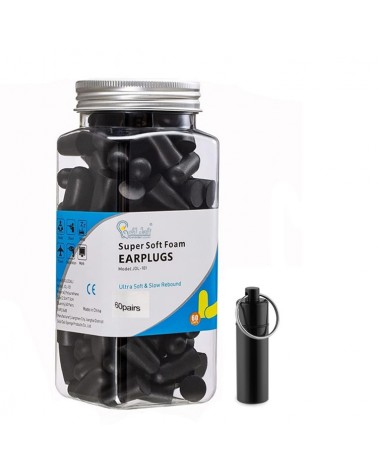 Bouchons d’oreille en mousse super douce - 38 dB -  60 paires - Noir