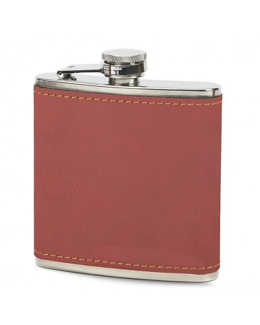 Flacon de Luxe - Gourde en acier inoxydable avec revêtement en cuir - Rose