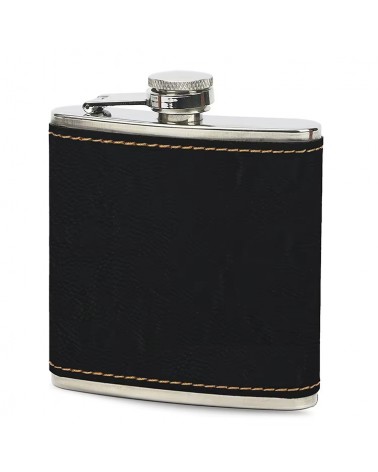 Flacon de Luxe - Gourde en acier inoxydable avec revêtement en cuir - Noir
