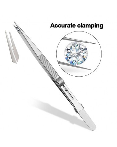 Gemstone tongs with sliding lock