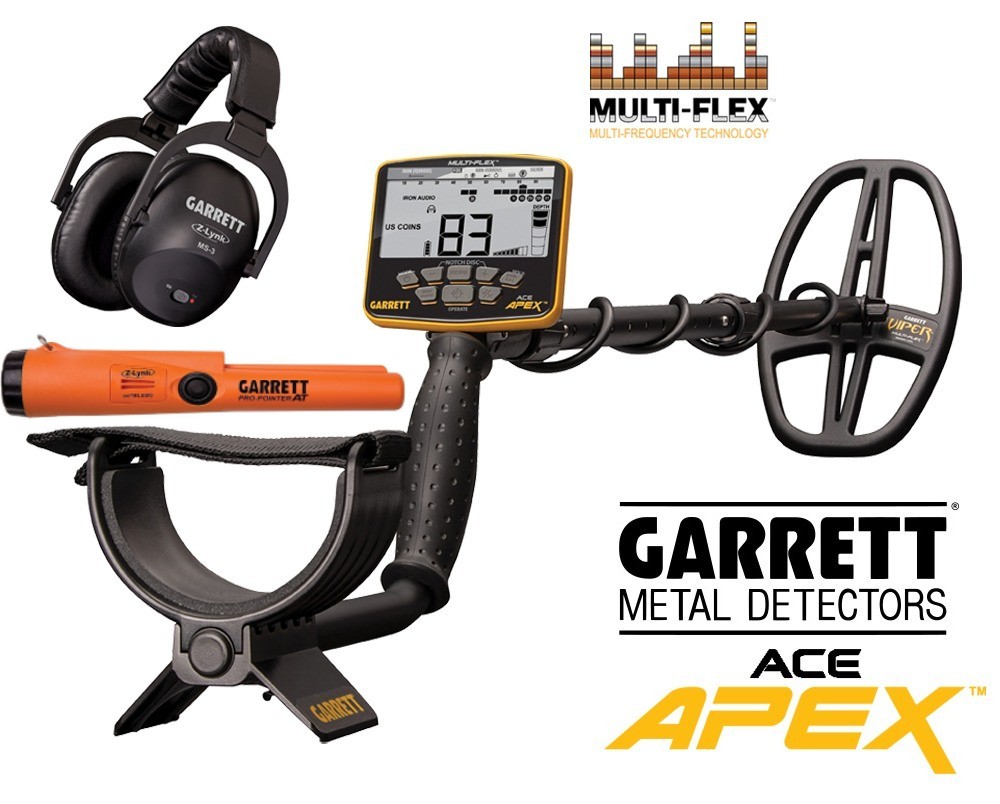 Garrett Ace Apex metal detector with Z-Lynk headphones
